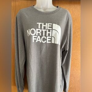 North face brand half dome long sleeve gray shirt size men’s large.